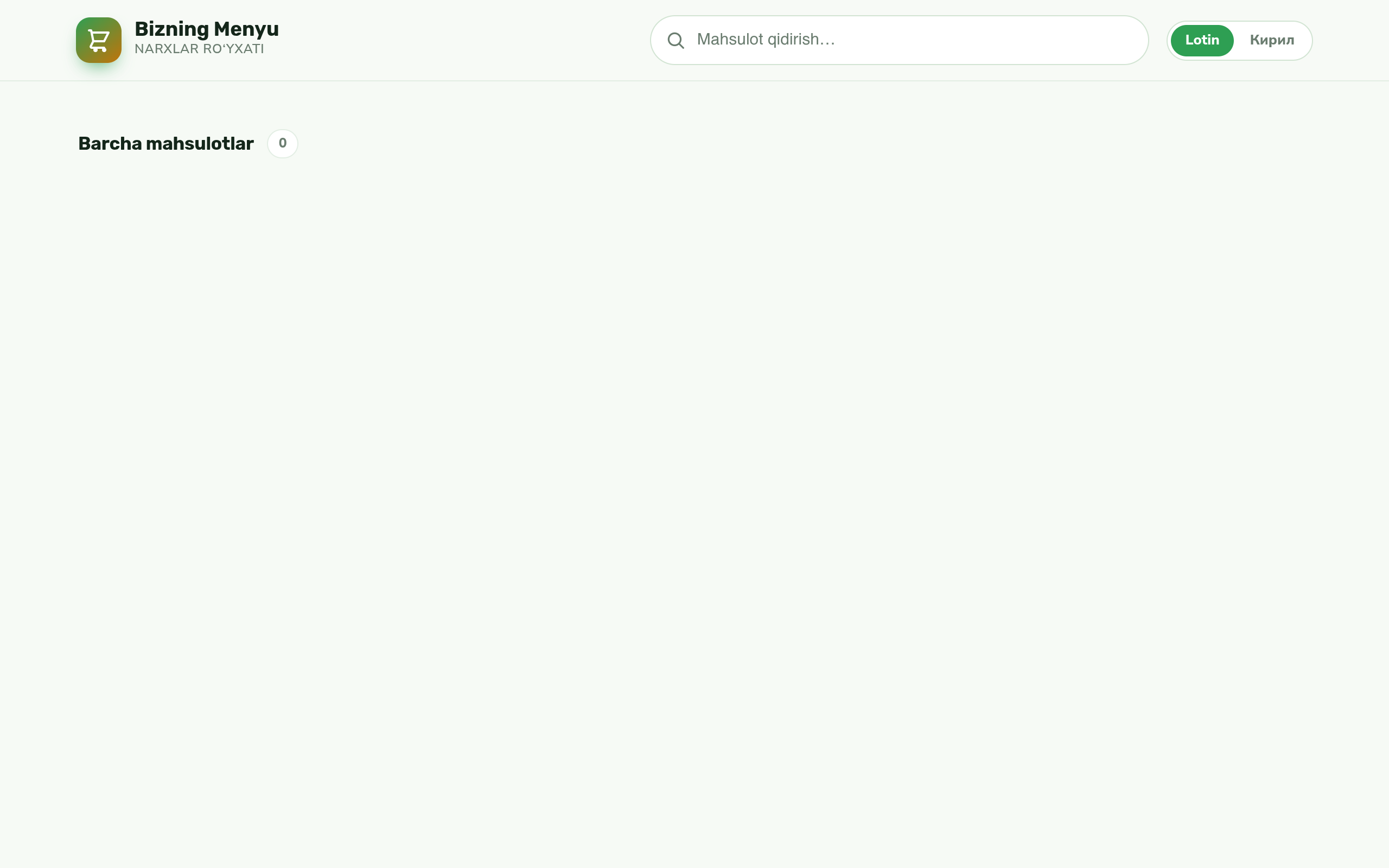 Magazin Menu E-Commerce